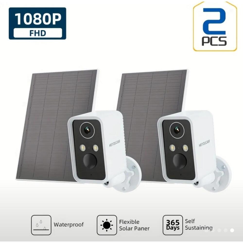 2 pack. Solar Camera Outdoor Wireless .wifi. , (works w/ Alexa echo) no SD card.